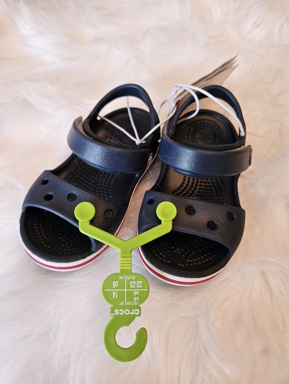 NWT Crocs Kids' Bayaband Sandal - Navy / Pepper - Velcro Strap, Size C 6